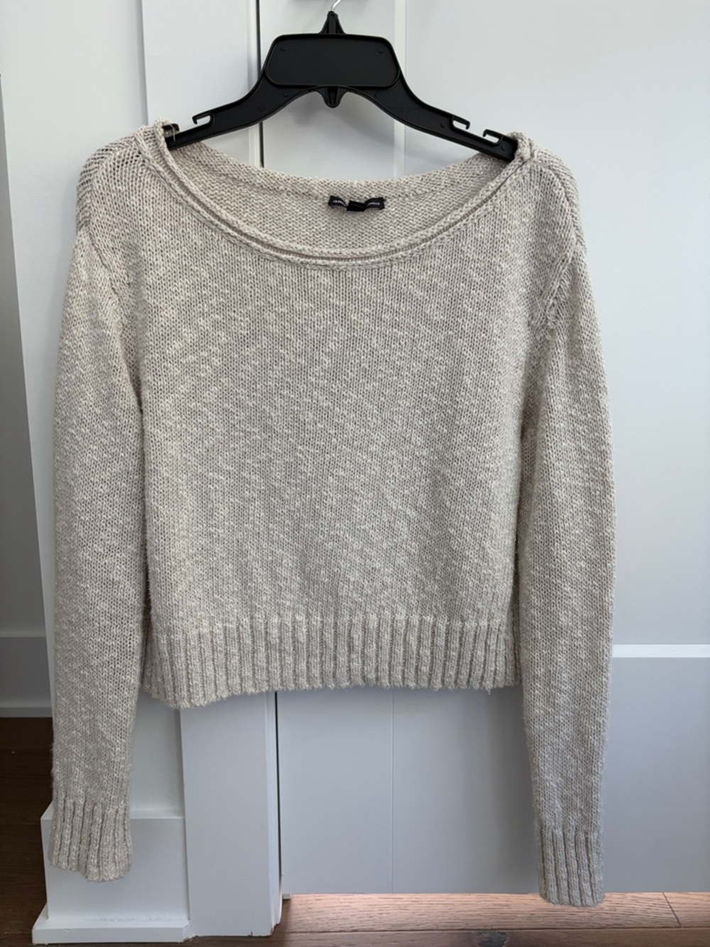 James Perse Neutral Oatmeal Scoop Neck Pullover